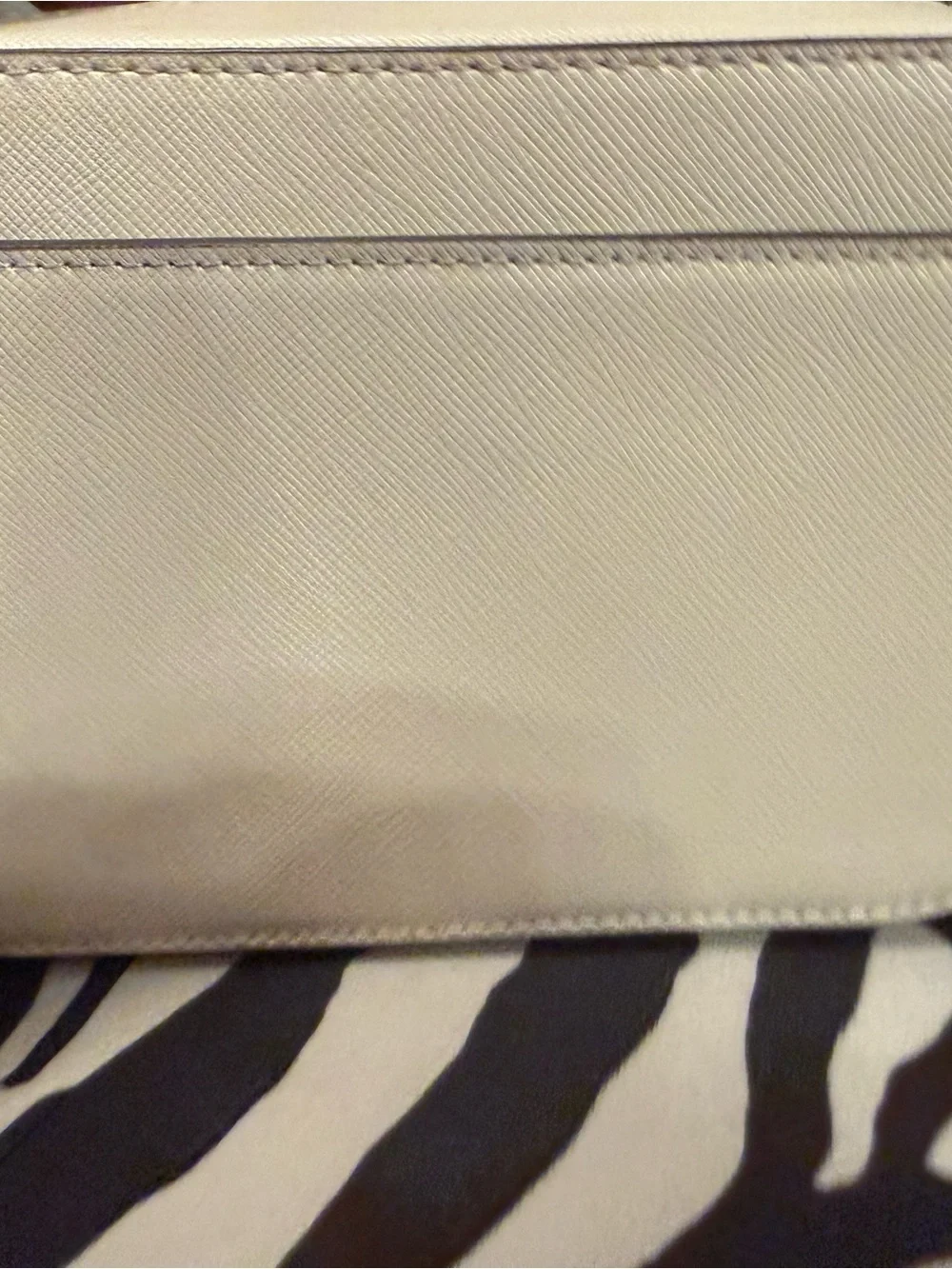 kate spade Cream Saffiano Leather Crossbody with Silver Glitter Trim